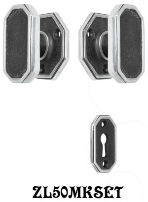 Art Deco Modern Octagonal Privacy Door Set Locking Keyed Mortise (ZL50MKSET)