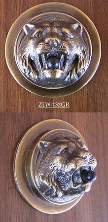 Large Solid Brass Lion Head Push Button Doorbell Personalized Engraved Name