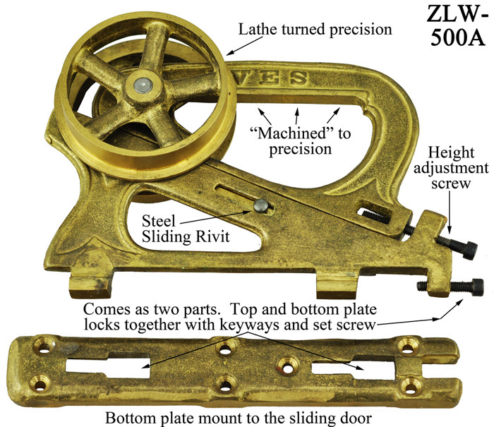 Vintage Style Solid Brass Pocket Door Top Rollers Zlw 500a