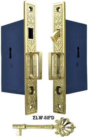 Recreated Double Pocket Door Lock Set (ZLW-51FD)
