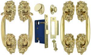 Victorian-Inspired Lion Head Double Door Entry Set (ZLW202SET2)