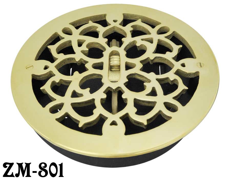 Brass Round Grates Vent Register With, Round Floor Vent Covers