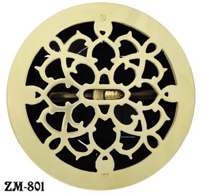 Brass Round Grates Vent Register With Damper, 8