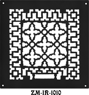 Cast Iron Floor Ceiling Or Wall Grille Registers Without Dampers Hole Size: 9.75" x 9.75"; OA 11.75" x 11.75" (ZM-IR-1010)