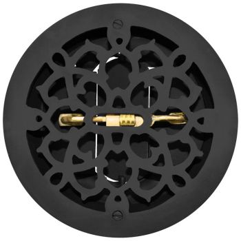 Cast Iron Round Floor, Ceiling, or Wall Grates for Air or Heat Vent. Register Cover With Damper, 11" Hole Size, 13" Overall Diameter (ZM-IR-1101)