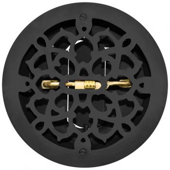 Cast Iron Round Floor, Ceiling, or Wall Grates for Air or Heat Vent. Register Cover With Damper, 12" Hole Size, 14" Overall Diameter (ZM-IR-1201)