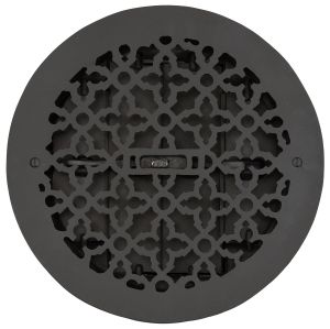Cast Iron Round Floor, Ceiling, or Wall Grates for Air or Heat Vent. Register Cover With Damper, 12" Hole Size, 14" Overall Diameter (ZM-IR-1201)
