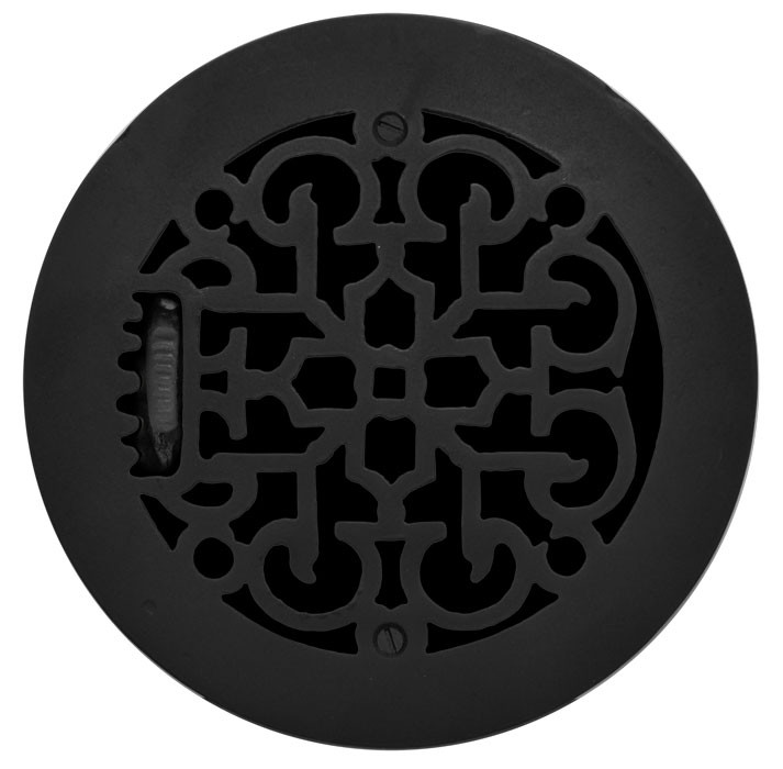 Vintage Hardware Lighting Cast Iron Round Floor Ceiling Or Wall Grates For Air Heat Vent Register Cover With Damper 6 Hole Size 7 1 2 Overall Diameter Zm Ir 601 Cast Iron Round Floor Ceiling, Round Floor Registers