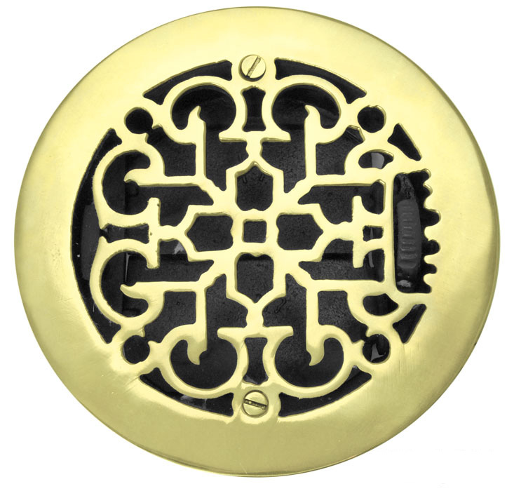Round Brass Floor Ceiling Or Wall Grates Vent Or Register Cover With Damper For 6