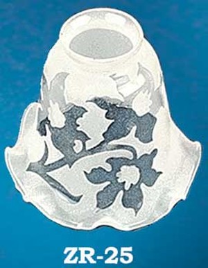 Glass Shade Recreated Flower Design Cameo Cut Grey Shade 2 1/4" Fitter (ZR-25)