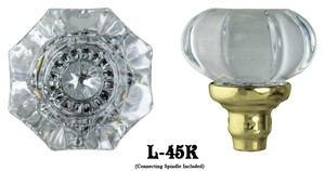 Victorian Lead Crystal Glass Door Knob Recreated (L-45K)