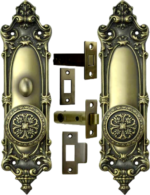 vintage door set interior tubular privacy lock lockset