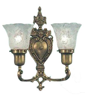 Victorian Style Double Wall Sconce 2-Arm Up Light Electric Fixture (266-DBA-ES)