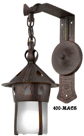 Arts & Crafts Stickley Heart Copper Sconce With Frosted Shade (400-MACS)