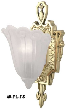 Art Deco Wall Sconces Fixtures Slip Shade Fleur De Lis Series by Lincoln (45-MDS-OR)