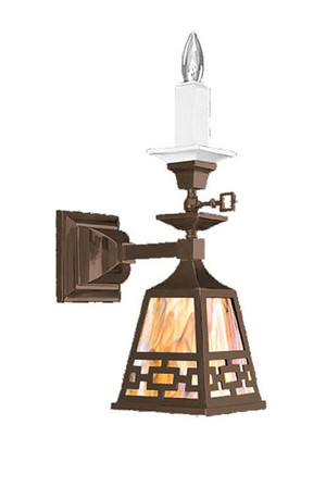 Mission Style Candle & Electric Sconce With Chain Shade (544-SC1-SA)