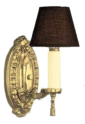 Victorian Sconce - Recreated Candle Sconce With Brass Backplate & Shade (558-MSA-ES)
