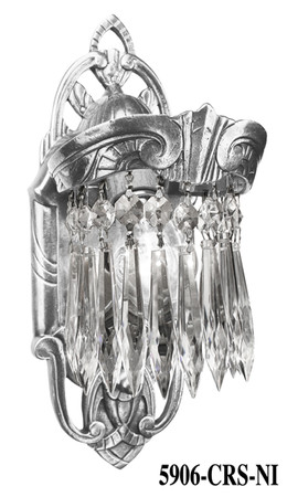 Art Deco Wall Fixtures Sconces Crystal Prism Lincoln Utopia Series in Nickel Plated (5906-CRS-NI)