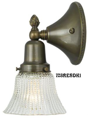 Victorian Style Close-To-The-Wall Single Sconce with Beaded Ribbed Shade (703RESDK1)
