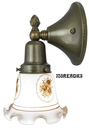 Victorian Style Close-To-The-Wall Single Sconce with Rose Shade (703RESDK3)