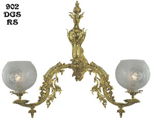 Victorian Wall Sconce - Neo Rococo C 1857 Gaslight with 2 Arms (902-DGS-RS)