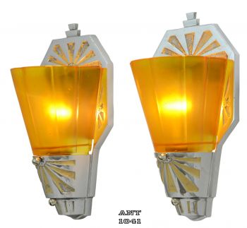 Pair of Antique Art Deco Streamline Sconces Signed by Beardslee (ANT-1041)