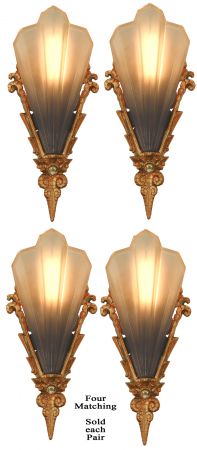 Two Pair of Solid RED Bronze Soleure Sconces by Mid-West Mnf.--c.1930 (Sold by Pair) (ANT-1339)