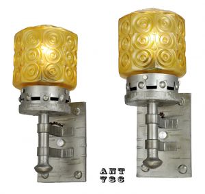 Gothic Style Lights Antique Wall Sconces Circa 1920s Pair of Fixtures (ANT-786)