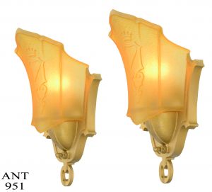 Art Deco Pair of Slip Shade Sconces by Mid West Mnf (ANT-951)