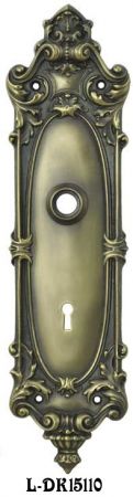 Rim Lock Matched Victorian Rococo Yale Pattern Doorknob & Keyhole Plate (L-15110)