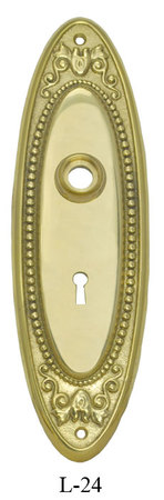 Victorian Bead and Acanthus Oval Door Plate with Keyhole (L-24)