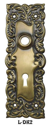 Victorian Design Scroll Doorknob Backplate 2 1/4"cc (L-2)