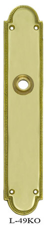 Art Deco Narrow Beaded Edge Backplate For Knob Only Brass Or Nickel (L-49KO)