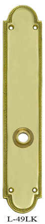 Art Deco Narrow Beaded Edge Backplate For Low Knob Only Brass Or Nickel (L-49LK)