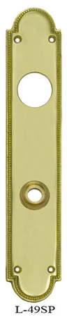 Art Deco Narrow Beaded Edge Cylinder Receiver Door Plate (L-49SP)