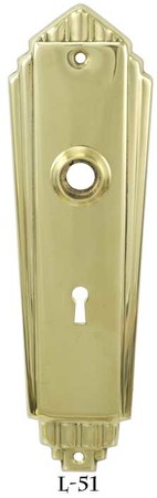 Art Deco Recreated Door Plate With Keyhole 2 1/4"cc (L-51)
