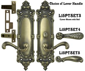 Victorian Rococo Yale Pattern with Lever Handle Set with Locking Turnlatch (L15PTSET3)