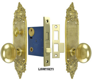 Louis Style Door Plate Passage Set with Locking Turnlatch Mortise (L19MTSET1)