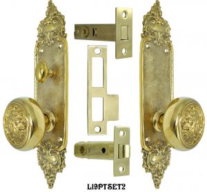 Louis Style Door Plate Passage Set with Locking Turnlatch (L19PTSET2)