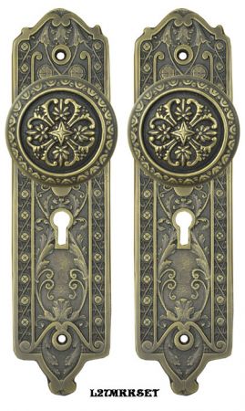 Victorian Gothic Door Plate Set with Skeleton Keyed Mortise Lock (L27MKKSET)