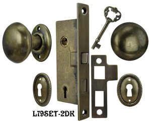 Narrow Lockset with Knobs for Small Backset Doors (L79SET-2)