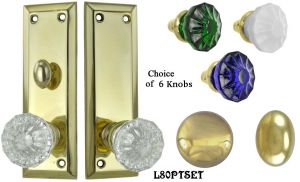 Contemporary Solid Brass Door Plate Passage Set with Locking Turnlatch (L80PTSET)