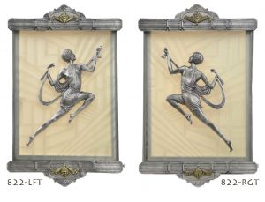 Art Deco Wall Sconces Recreated Figural Lighting from Gori Antique (822-LFT/RGT)