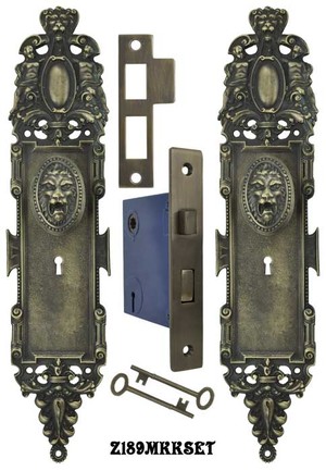 Roaring Lion Door Plate Set with Locking Keyed Mortise (Z189MKKSET)