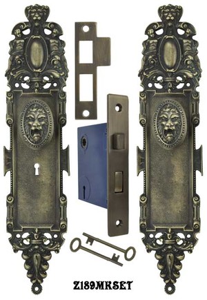 Roaring Lion Door Plate Set with Locking Keyed Mortise (Z189MKSET)