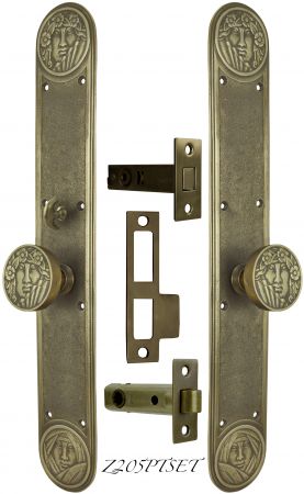 Art Nouveau Recreated Lady Face Passage Set with Locking Turnlatch (Z205PTSET)