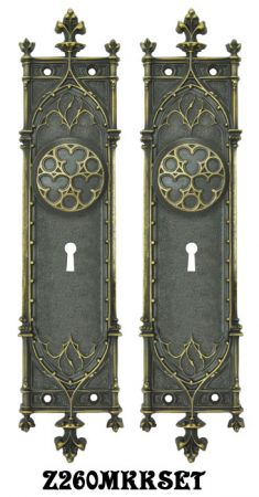 Victorian Amiens Gothic Door Plates Set with Locking Keyed Mortise Lock (Z260MKKSET)