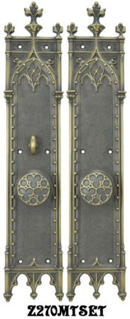 Large Gothic Amiens Door Plates Set with Turnlatch Mortise (Z270MTSET)