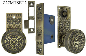 Small Victorian Style Windsor Pattern Privacy Door Set with Turnlatch Mortise (Z27MTSET2)