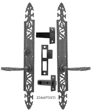 Gothic or Arts & Crafts Iron Door Plate Set with Locking Turnlatch (Z344PTSET1)